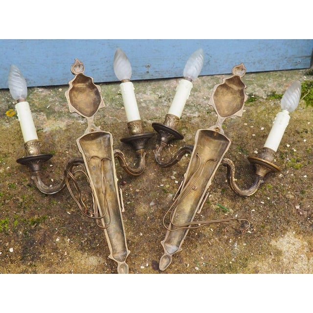 Vintage French Empire Style Wall Sconces, 1940s, Set of 2 For Sale - Image 9 of 10