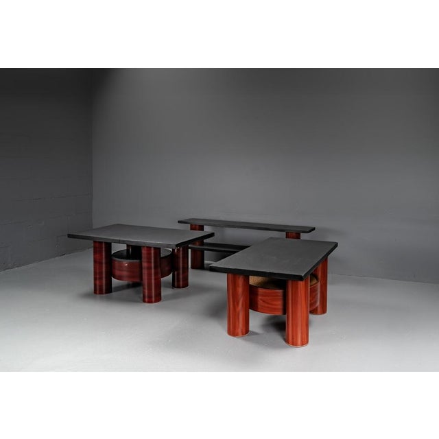 Postmodern Stoa Tables and Shelf with Slate Top, 1980s, Set of 3 For Sale - Image 3 of 16