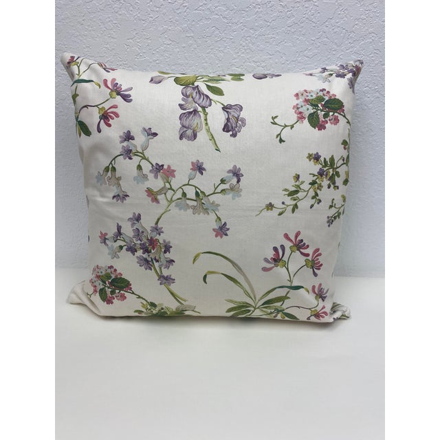 Pair of 22" Square Pillows Decorated With A Delicate Purple & Pink Floral Pattern - Made in UK. This pair of 22" square...