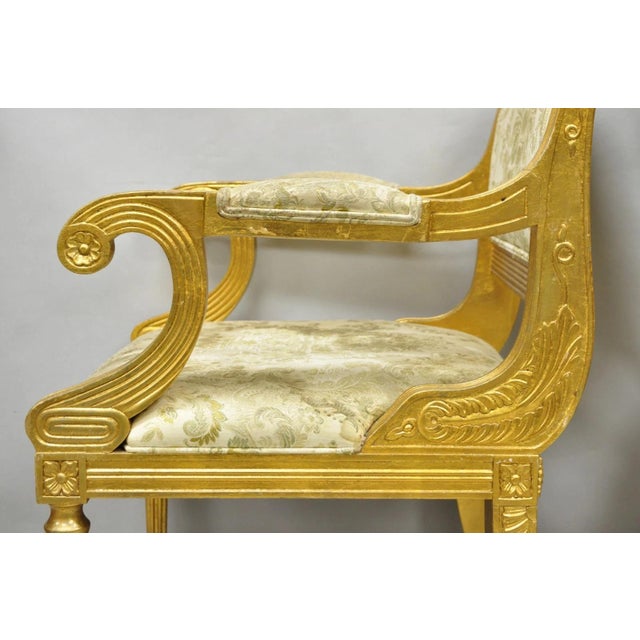 Late 20th Century Neoclassical Regency Style Gold Carved Wood Dining Room Chairs - Set of 10 For Sale - Image 15 of 18