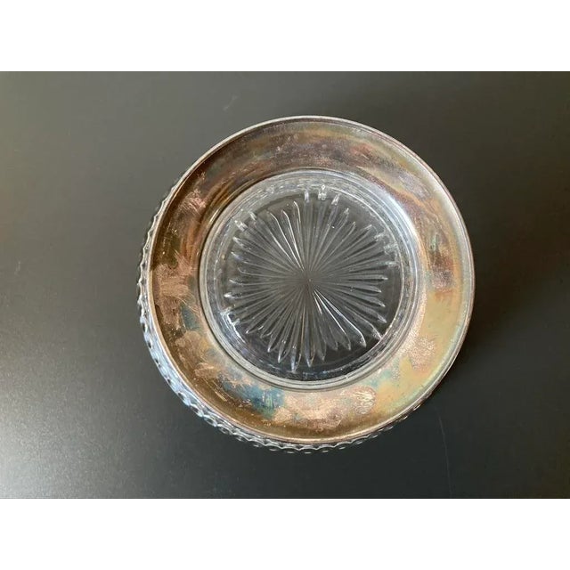 English Art Deco Crystal Glass and Silver Centerpiece Bowl, Circa Early 20th Century For Sale - Image 4 of 12