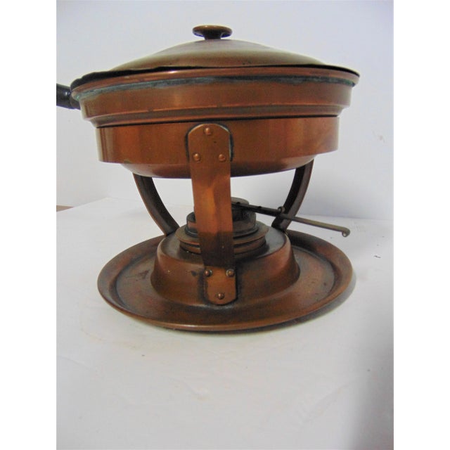 Wood Arts & Craft Style Copper Chaffing Dish For Sale - Image 7 of 9