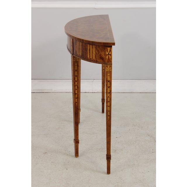 1980s Theodore Alexander Inlaid Demilune Table For Sale - Image 5 of 18