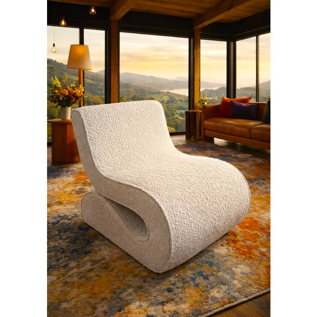 Mid-Century Modern Lenux Boucle S Lounge Chair For Sale - Image 3 of 10