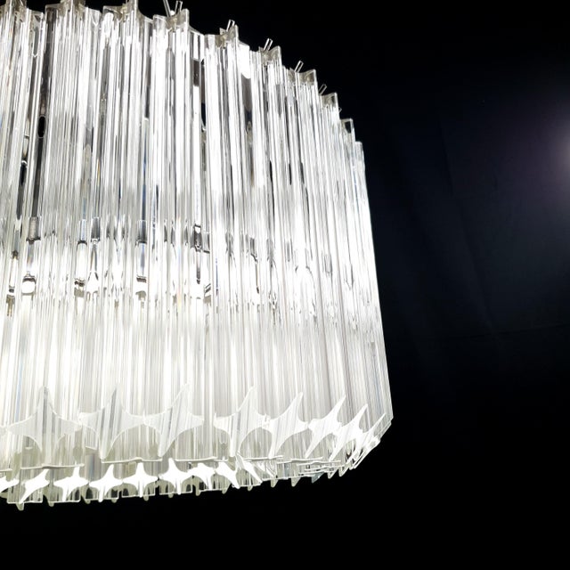 1970s Vintage Round Chandelier with Handmade Murano Glass and Crystal Quadrihedrons, Italy, 1971 For Sale - Image 5 of 18