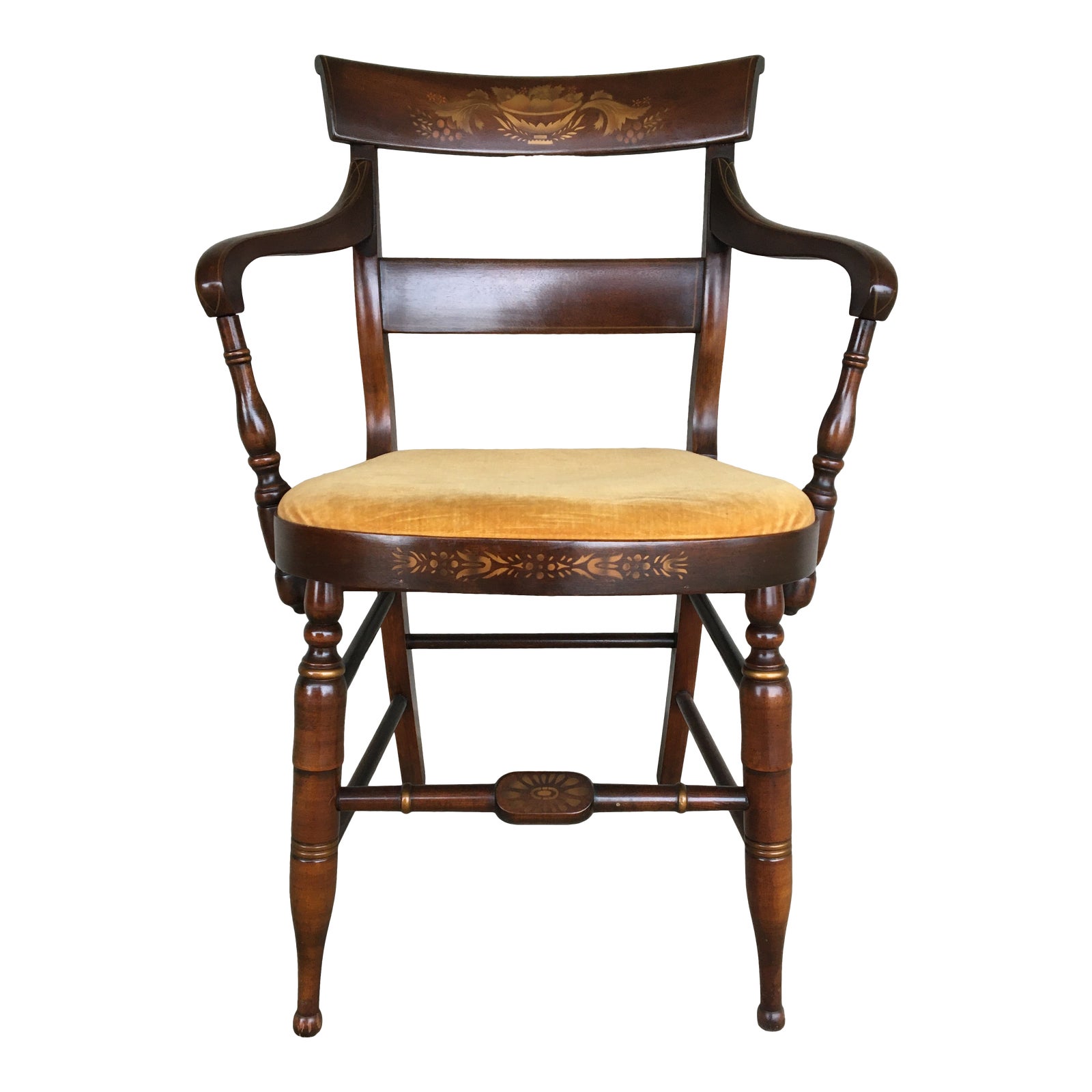 L. Hitchcock Riverton Finish Harvest Paint Decorated Arm Chair Chairish