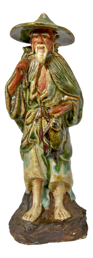 Chinese Ceramic Figurine of Old Fisherman