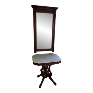 Antique Eastlake Carved Walnut Pier Mirror & Table - Set