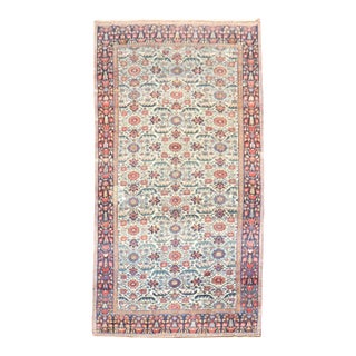 Antique Zabihi Collection Ivory Field Persian Bidjar Gallery Rug - 5'9" x 11' For Sale