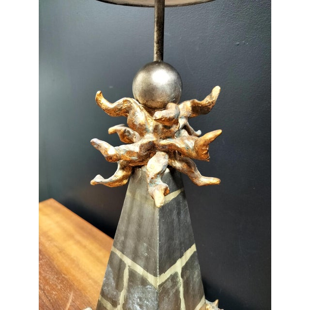 Contemporary Psotmodern Gold and Silver Leaf Table Lamp by Lucas McKearn For Sale - Image 4 of 9