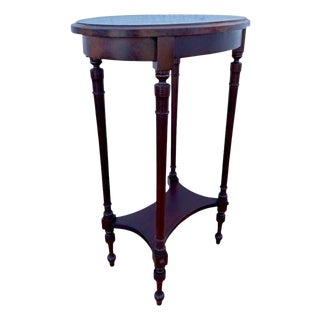 Mid Century French Wood Oval Side Table, 1950s For Sale