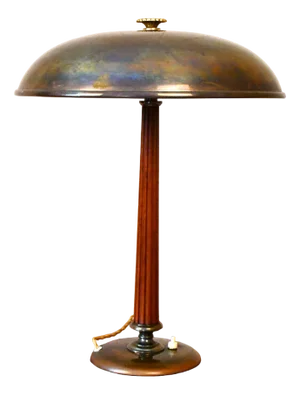 Swedish Brass and Oak Table Lamp by Erik Tidstrand for Nordiska Kompaniet, 1940s