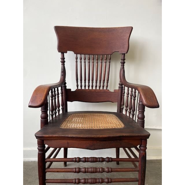 1905 Horrocks Desk Co. Oak & Cane Arm Chair For Sale In Los Angeles - Image 6 of 13