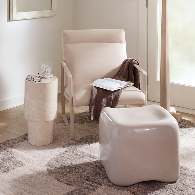 Cushion Concrete Stool, Cream These small stools are created by artisans with concrete that has been reinforced with glass...