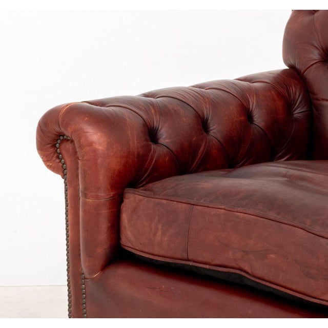 Late 20th Century George Smith Red Leather Upholstered Club Chair For Sale - Image 5 of 7