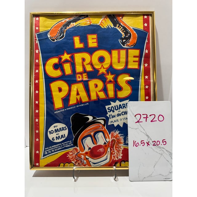 Vintage French Le Cirque De Paris Circus Clown Advertising Poster Framed For Sale - Image 9 of 9