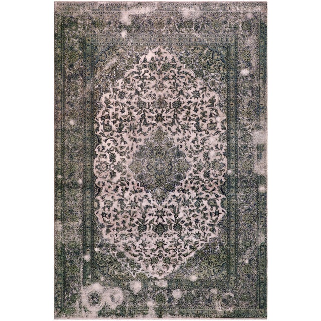 Retro Persian Beige/Green Wool Rug - 8'0'' X 11'0'' For Sale - Image 10 of 10