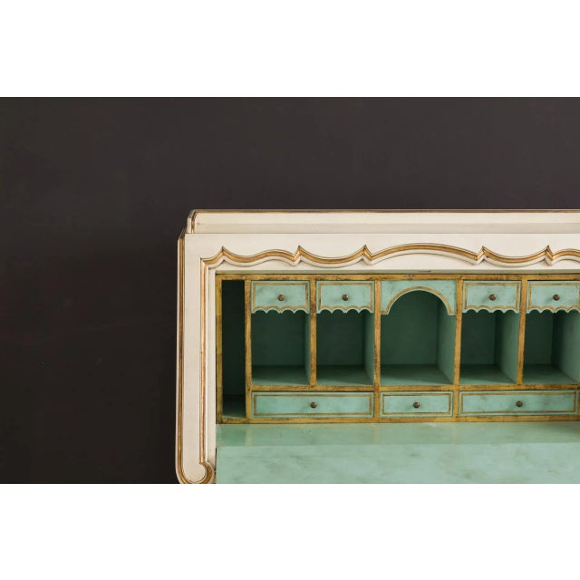 Wood Hand-Painted and Gilded Secretaire, 1950s For Sale - Image 7 of 9