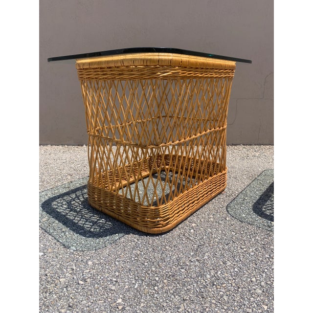 1980s Rattan and Cane Side Table by Davis Allen for McGuire - a Pair For Sale - Image 9 of 11