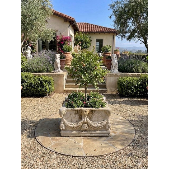 Vintage Neoclassical Cast Stone Planter With Ram's Head and Lion Masks For Sale - Image 12 of 12