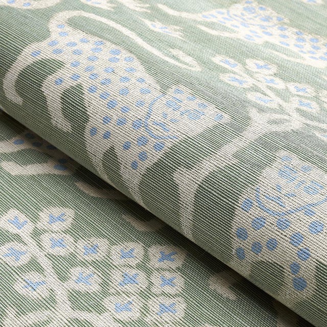 Schumacher SAMPLE - Schumacher Woodland Leopard Sisal Wallpaper In Seaglass For Sale - Image 4 of 4
