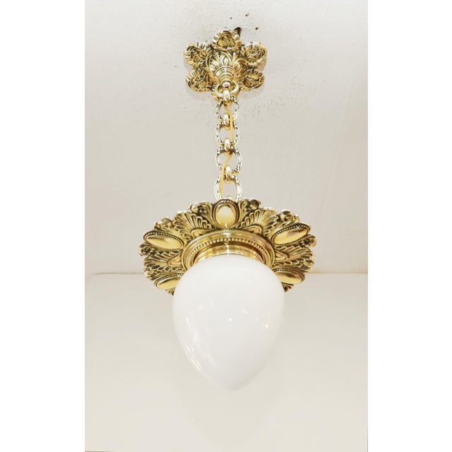 Art Nouveau Lamp in Brass and Glass, 1890s For Sale - Image 4 of 7