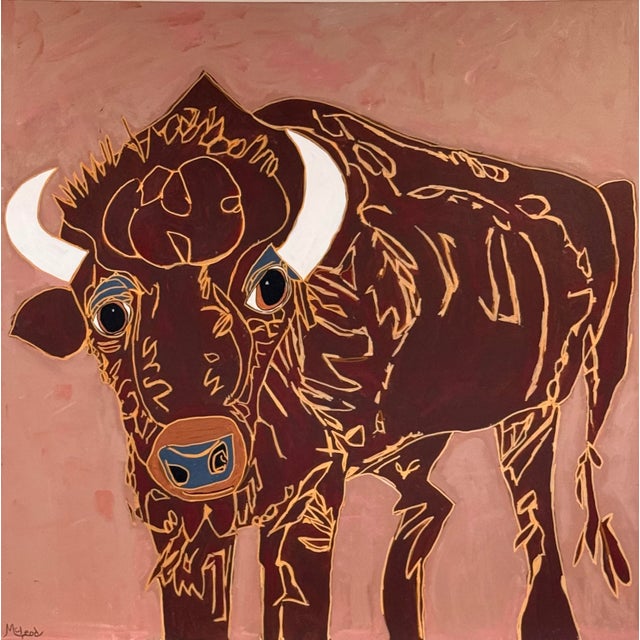 Bella the Buffalo - Acrylic on Canvas by Melinda McLeod For Sale