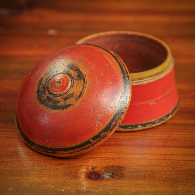 Vintage Spice Box from India, originally used for keeping spices or kum kum powder for tika ceremony. Hand turned in a...