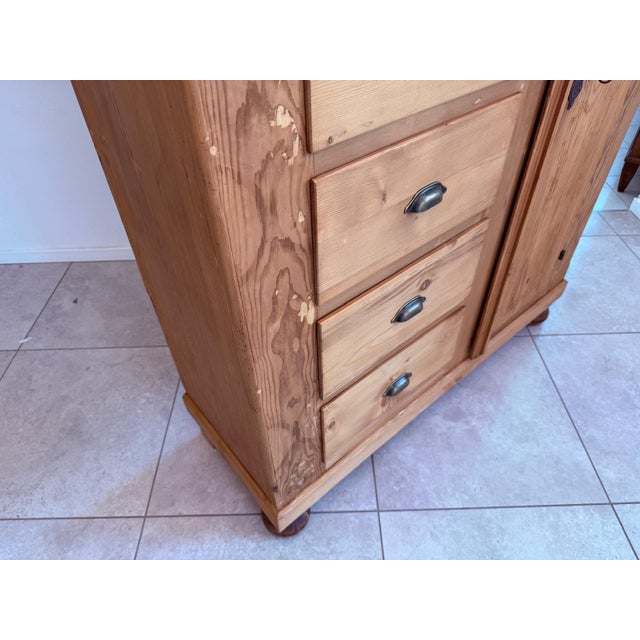 19th Century Antique Baroque Bread Cabinet in Softwood, 1800s For Sale - Image 5 of 13