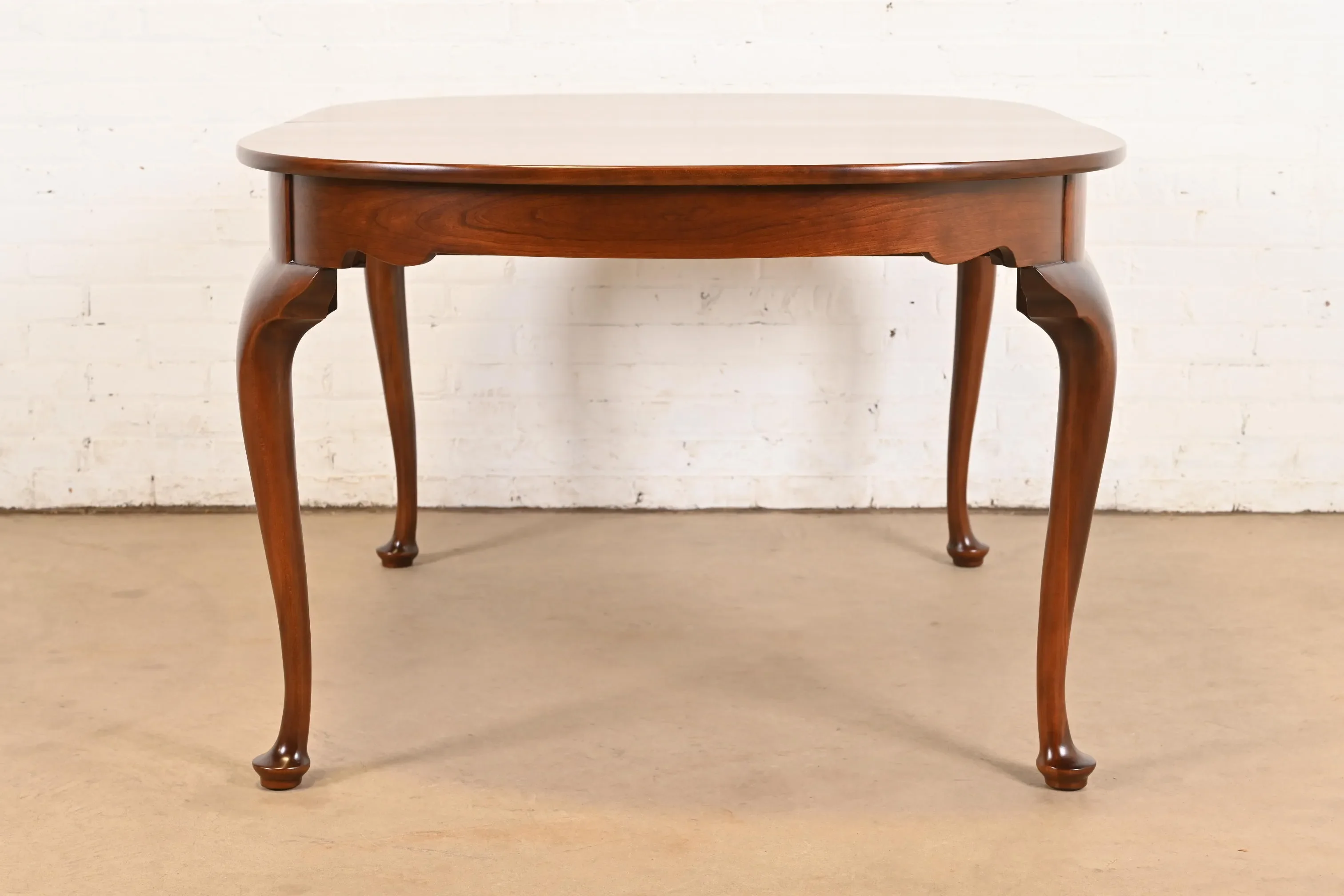 Henkel Harris Queen Anne Solid Cherry Wood Extension Dining Table