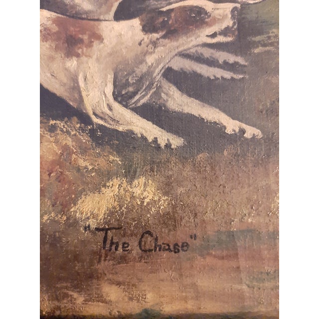 1920 Oil Painting Dogs and Fox Hunt Scene Signed For Sale - Image 10 of 10