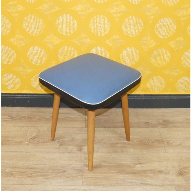 Cool original decorative pieces Small and elegant Set of two Original fifties stools 50s classic Wooden frame Square seat,...