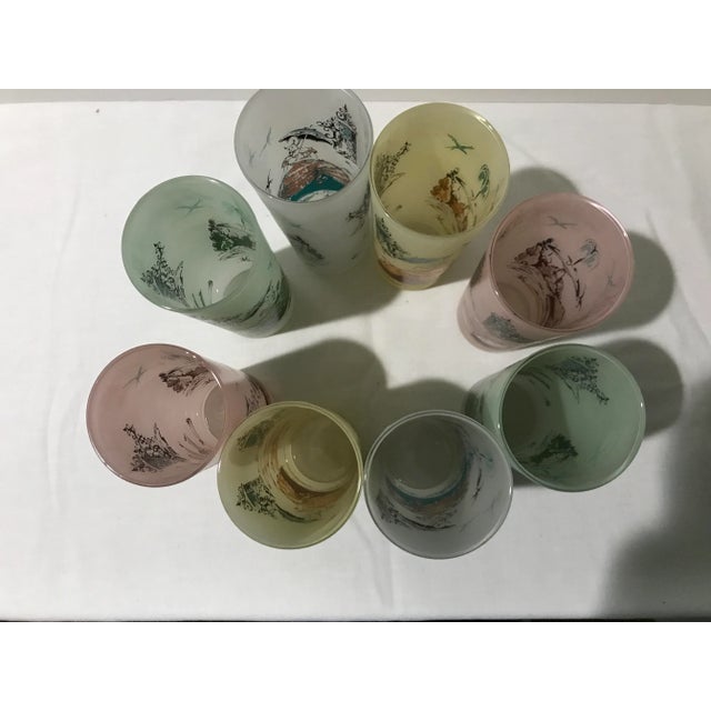 1950s 1950s Libbey Satin Pastel Frosted Victorian Southern Belle Iced Tea Tumblers/Tom Collins - Set of 8 For Sale - Image 5 of 8