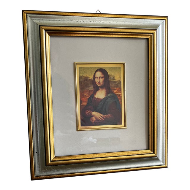 1990s French Chromolithograph Mona Lisa Print in Ornate Gilt and Silver Frame For Sale