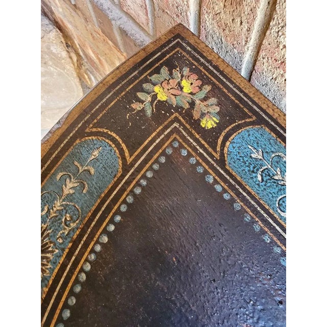 Lane Venture Bespoke Black & Gilt Painted Demilune Console Table For Sale - Image 9 of 11