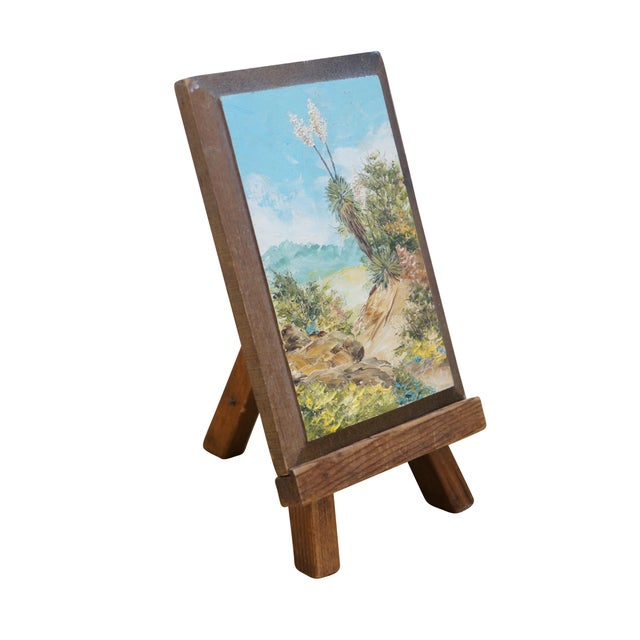 Impressionist Miniature Impressionist Masterpiece Desert Landscape Oil Painting on Board 10" For Sale - Image 3 of 11