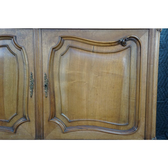 Antique Louis XV French Provincial Walnut Rouge Marble Buffet Sideboard Commode For Sale - Image 9 of 18