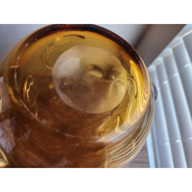 Murano MCM Italian Style Amber Glass Handkerchief Vase – Ground Pontil – Murano / Empoli Style For Sale - Image 4 of 6