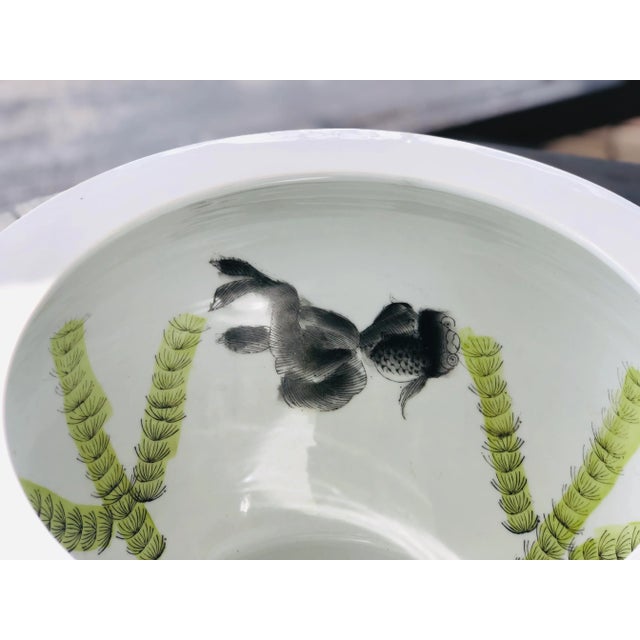 1990s Large Chinese Export Porcelain Fish Bowl Planter For Sale - Image 5 of 12