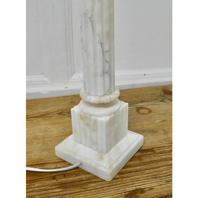 White Marble Corinthian Column Table Lamp, 1900s For Sale - Image 9 of 11