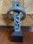 Wood Vintage Signed 13” Hand Hammered Blackwashed Metal Sculpture on Wood Base in a Western Industrial Style For Sale - Image 7 of 17