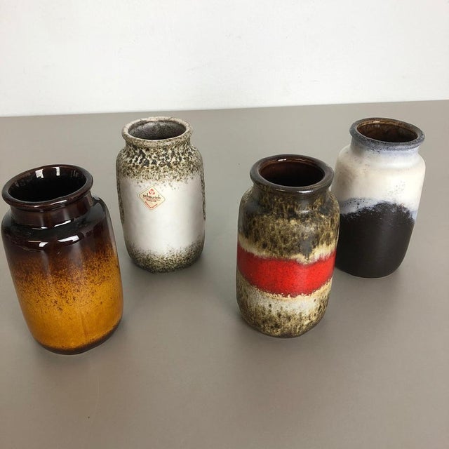 Vintage Pottery Fat Lava 231-15 Vases attributed to Scheurich, Germany, 1970s, Set of 4 For Sale - Image 12 of 16