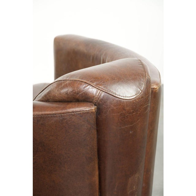 Club Chair in Brown Cowhide Leather For Sale - Image 13 of 16