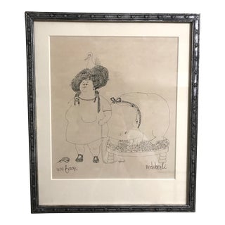1960s "We Four" Original Don Nedobeck Pen and Ink Drawing, Framed For Sale