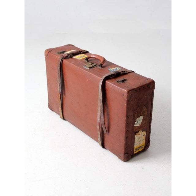 Vintage Utica Vulkanfibre Steamer Ship Luggage For Sale - Image 4 of 12