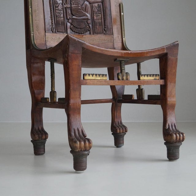 Vintage Egyptian Revival Chair in the style of Tutankhamun's Tomb Chair, 1955 For Sale - Image 3 of 12