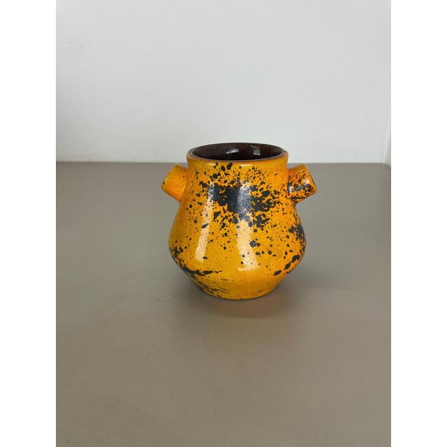 Vintage German Orange Ceramic Studio Pottery Vase from Marei Ceramics, 1970s For Sale - Image 4 of 18