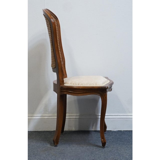 Late 20th Century High End Vintage Country French Provincial Solid Cherry Cane Back Dining Side Chair For Sale - Image 5 of 9