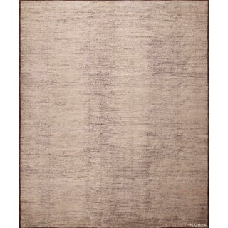 Abstract Solid Cream Color Modern Room Size Area Rug For Sale