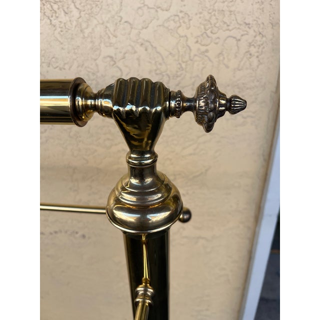 Late 19th Century Victorian Brass Quilt Blanket Rack Stand Holder With Clasped Hands For Sale - Image 9 of 9